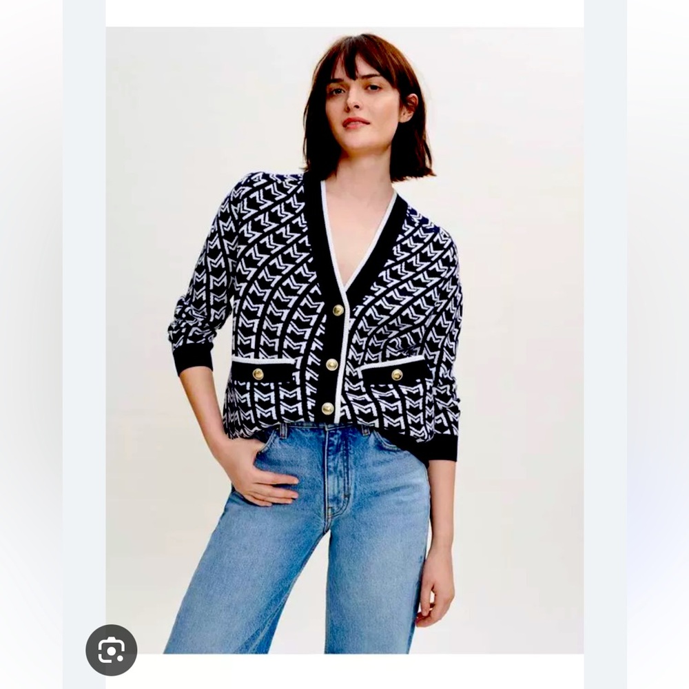 Maje Monogram Cardigan Sweater